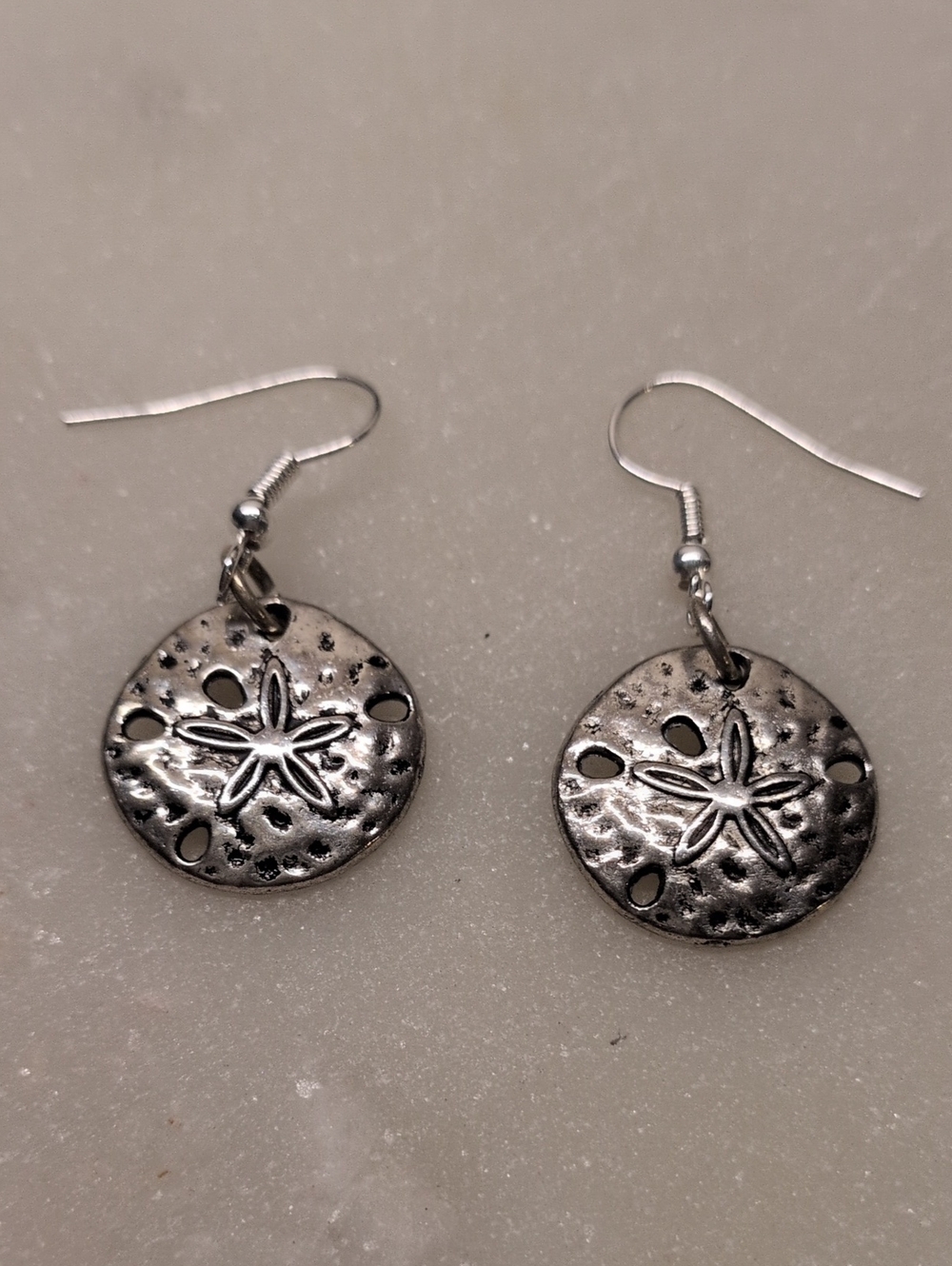 Brighton Beach Sand Dollar Silver Dangle Earrings